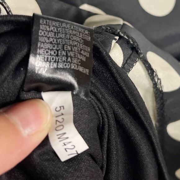 Tahari Size 12 Cream Black Polka Dot Contrast Sheath Dress Pockets Sleeveless - Picture 12 of 12